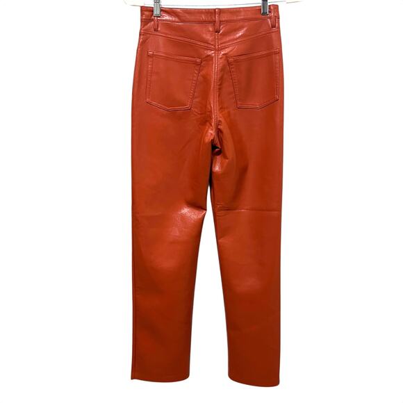 Aritzia Wilfred Melina High-Waisted Vegan Leather Pants 4 Revel Red Orange - Picture 6 of 6